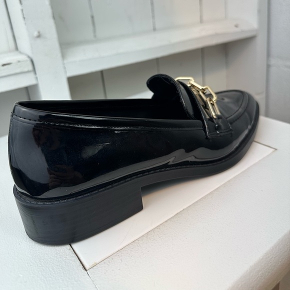 Zara Black Loafers Pointed Toe Faux Patten Leather Gold Hardware Women’s size 39 - Picture 8 of 14